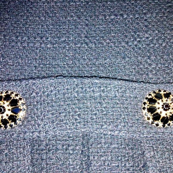 Vintage woman’s swing coat wool blend  brass/black glass stones made in USA - Picture 3 of 14